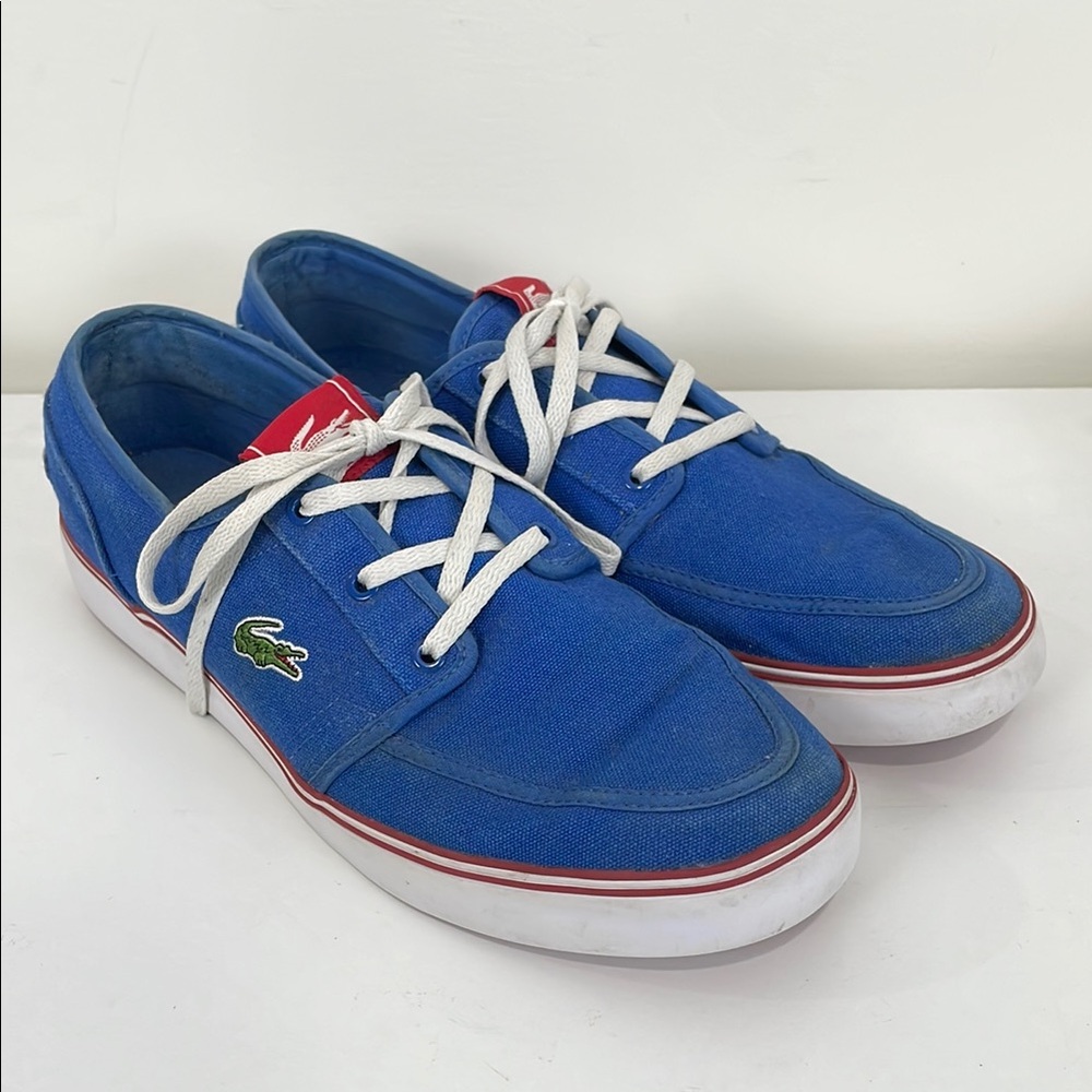 Lacoste Men’s Sneakers Blue Size 10 Canvas Boat Shoe Lace Up HAYNT PM 2SPM